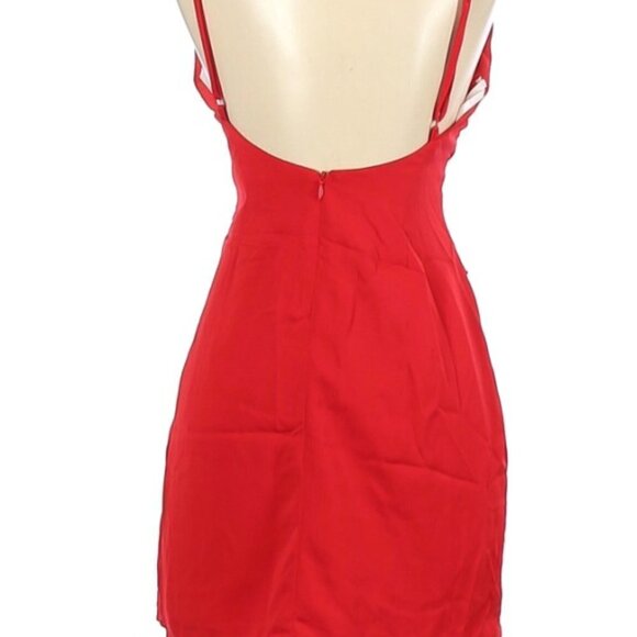 About Us Red Ruched Mini silhouette Cocktail Dress - Picture 6 of 10
